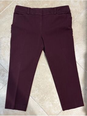LOFT Wine-Colored Slim Dress Pants